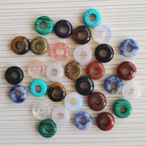 Wholesale assorted natural mixed round shape stone beads Fashion hole bead 10*4mm For jewelry Bracelet 50pcs free shipping