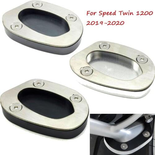 Motorcycle CNC Kickstand Foot Side Stand Extension Enlarge Pad Support Plate For Triumph Speed Twin 1200 2019-2020