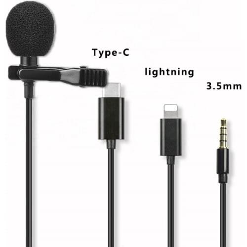 Portable Mini Microphone 1.5m Lapel Lavalier Mic Clip-on External Buttonhole Microphones For iPhone Xiaomi Android Smartphone