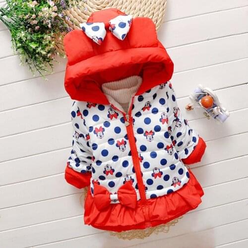 Retail 2016 New Styles Girls Mickey Minnie Jacket Baby Girls Cotton Winter Thick Warm Coat Children Lovely Outerwear