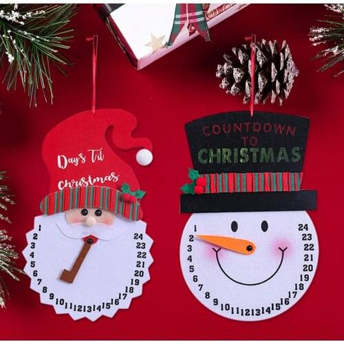 Santa Christmas Countdown Advent Calendar for Home Christmas Wall Decoration Cute Non-Woven Hanging Snowman Xmas Advent Calendar