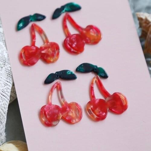 Cute Cherry Shape Earrings Resin Acetate Pendant Accessories DIY Earrings Jewelry Material Accessories