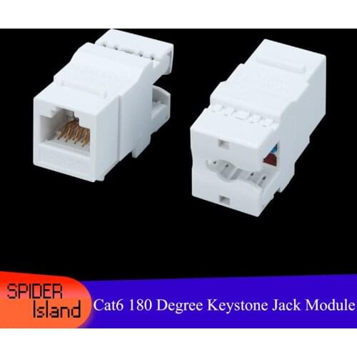 100pcs CAT6 180 Degree Network Module RJ45 Gigabit Ethernet Network Cable module Cat6 Keystone Jack rj45 Connector
