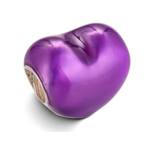 Woman DIY Charms Metallic Purple Heart Charm Sterling Silver Jewelry Fits Original Snake Chain Bracelets 2021 Valentines