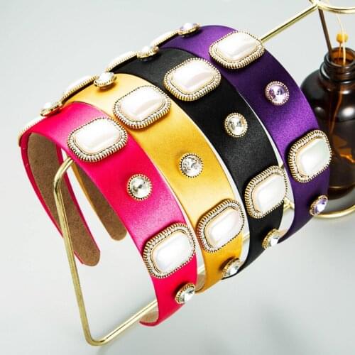 Summer New Fashion Super Fairy Temperament Pearl Headbands Headband Ins Wind Wide Brim Headdress Hair Accessories For Women