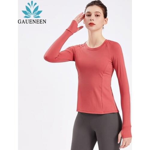 GAUENEEN Women Fitness Shirts Long Sleeve Top Blouse Breathable Push Up Yoga Sports Tops Gym Running Workout Top Sportswear