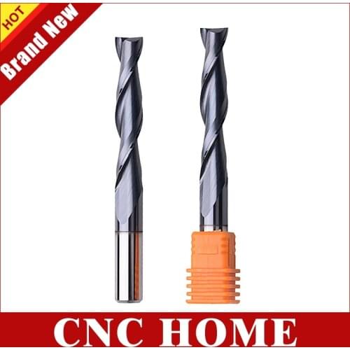 1PC 6mm 8mm 10mm Shank 2 Flutes Carbide Milling Cutters Nano CNC Router Bit for Wood Acrylic Cutting Two Flutes MDF End Mills