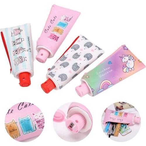 1Pc Large Capacity Pencil Case Kawaii Funny Cute Cartoon Toothpaste Shape Pencil Cases Pen Case Pencil Bag Box Pouch Stationery