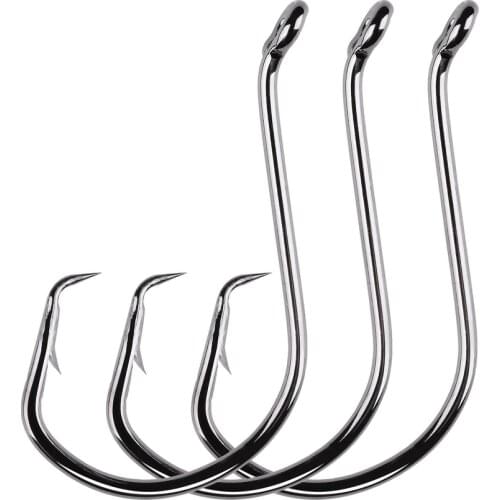 100pcs 7384 High Carbon Steel Fishing Hooks Saltwater Fishing Offset Sport Circle Bait Fishhooks Set Fishing Tackle