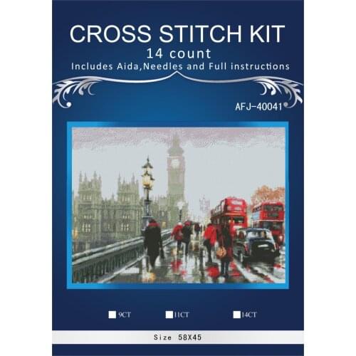 11/14/16/18/27 Cross stitch Set Lovely Counted Cross Stitch Kit Walking rainy road embroidery dim DMC ANCHOR