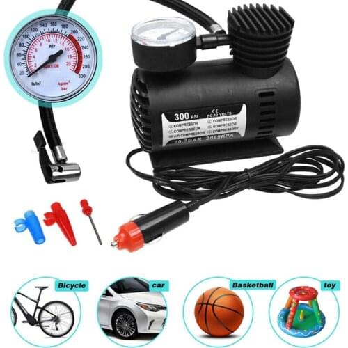 12V 300PSI Auto Car Electric Tire Air Inflator Pump Portable Air Compressor Black