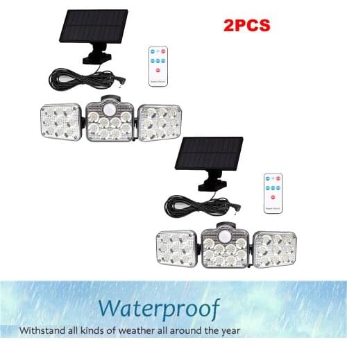 2pcs 138 led remote seperable Super Bright Solar Separation Lights Outdoor Waterproof 3 Head Motion Sensor Solar Wall Lamp with