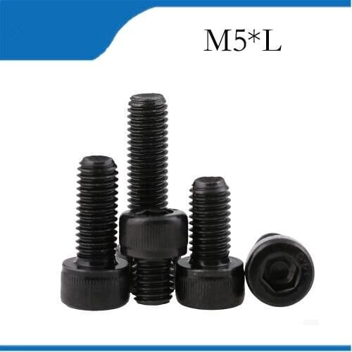 200pcs M5*40/45/50 Hexagon socket screws Hex Head Socket Cap Screw Black 12.9 Grade Bolts M5 screws stainless nails,bolts