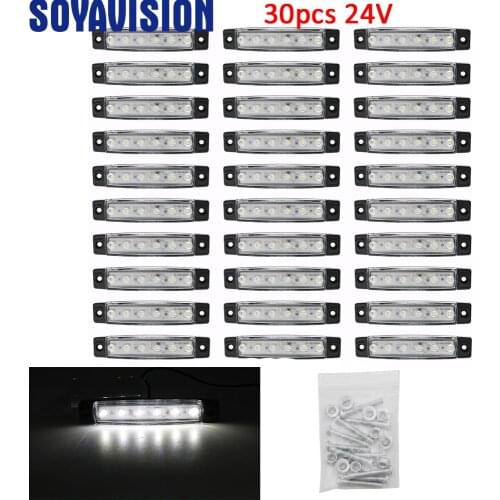 30PCS 24v 6 LED Auto Car Truck Trailer Side white Marker Indicators Light Lamp Super Bright Light Waterproof
