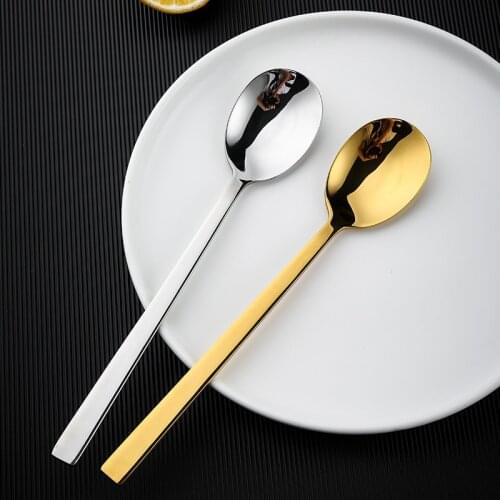 304 Stainless Steel Rice Spoon Chopsticks Set Golden Long Handle Coffee Stirring Spoon Household Spoon Korean Bibimbap Spoon