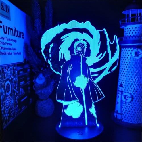 Naruto 3D Lamp Obito Sharingan LED Night Light Anime Figure Lampara Creative Lighting Bedroom Decoration Home Decor Lights Gifts