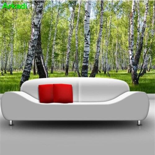 3d nature landscape green tree street plant birch tree forest photo wallpaper living room dining room TV background wall bedroom