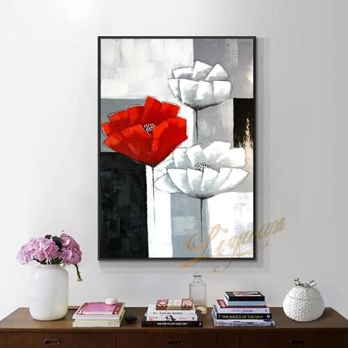 Flowers Abstract Oil Painting Modern Hand-painted Wall Art Living Room Picture Home Decoration Painting wand decoratie