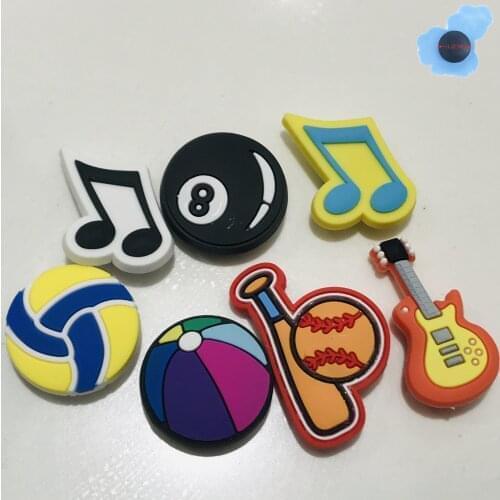 50pcs Wholesale Guitar Music Note Children PVC Shoes Accessories Garden Shoe Decorations Fit Croc Jibz Charm Backpack