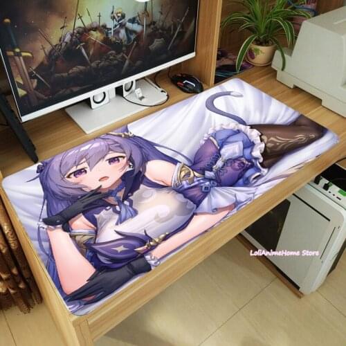 Game Genshin Impact Keqing Large Mouse Pad Thicken Laptop Gaming Mice Mat Desk Keyboard Mat Anti-Slip Playmat Cosplay Gift