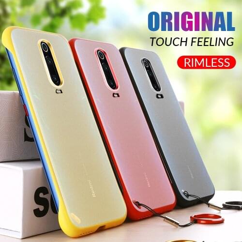 Phone Case Frameless Transparent Matte Hard Cover For Xiaomi mi 10 lite 8 9 SE 8 pro cc9e Redmi K20 Note 8 Pro With Finger Ring
