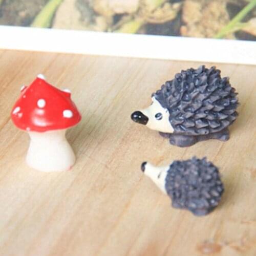 DIY Craft Decor Ornament Cute Hedgehog three-piece Micro Landscape Bonsai Plant Garden Decor