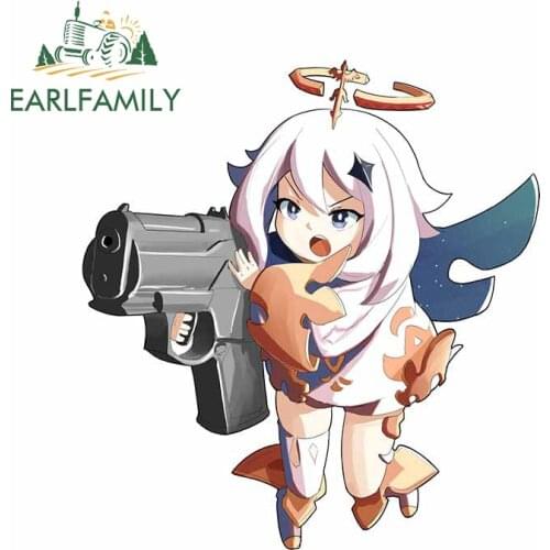 EARLFAMILY 13cm x 12.1cm for Genshin Impact Lumine Gun Car Sticker Trunk Refrigerator Decal Windshield Motorcycle Vinyl Car Wrap