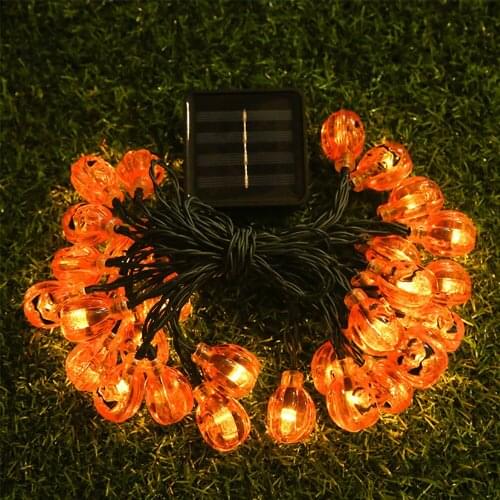 Halloween String Lights Solar String Lights Halloween Pumpkin Spider Bat Skull Lamp DIY Hanging Horror Halloween Decoration