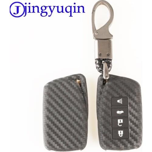 Jingyuqin Carbon Silicone Car Key Case Cover For Lexus IS ES GS NX GX RX LX RC 200 250 300 350 2014 2015 2016 4B