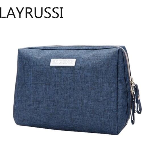 LAYRUSSI Cosmetic Bag Women Neceser Make Up Bag Travel Waterproof Portable Makeup Bag Men Toiletry Bags Polyester Zipper Pouch