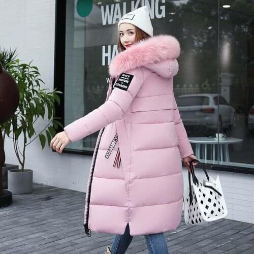 2021 Winter Jacket Women Fur Collar Long Parka Warm Slim Woman Winter Coats And Puffer Jacket Padded Outerwear Long Coat Female