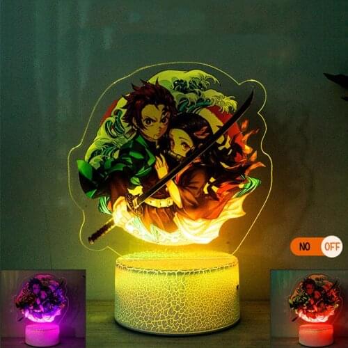 Demon Slayer Kamado Tanjirou Nezuko Anime Night Light 3D LED Nightlamp 7/16colors Change 3d Acrylic Desk Light Kimetsu No Yaiba