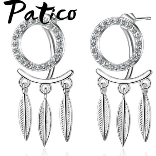 New Arrival Women Fashion 925 Sterling Silver Earrings for Weddings/Engagements Best Selling Feather Pendant Earrings Big Sale