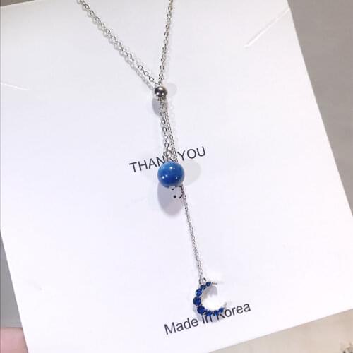 Charming Lasting Shiny 925 Sterling Silver Slide Necklace Exquisite Jewelry Elegant Kyanite Stylish Pendant Delicate Cross Chain