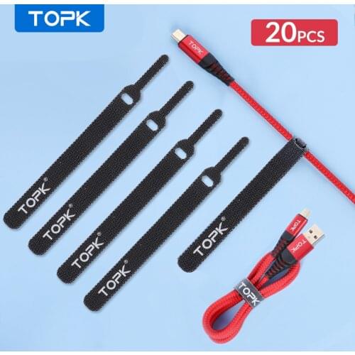 TOPK Cable Organizer Wire Winder Holder USB Cable Earphone Mouse Aux Management Wire 14cm Cable Protector For USB Type C Micro