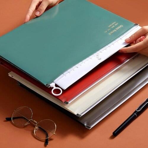 1Pc A4 Document File Folder with Zipper Plastic Filing Envelopes Organizers Document Bag Waterproof for School Home Office Work