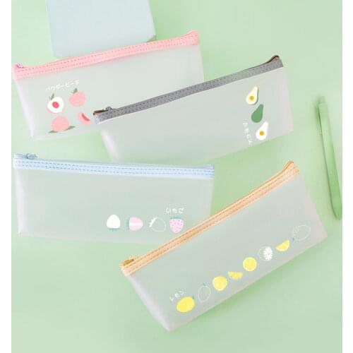 1pc Kawaii Fruit Pencil Case Cute Avocado Pencil Box High Capacity Pencilcase Transparent Pencil Bag School Supplies Stationery