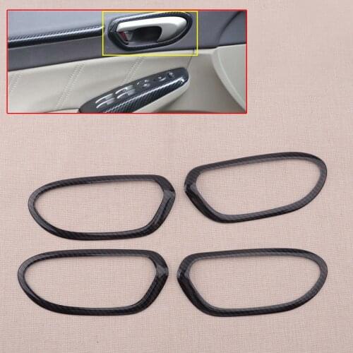 Plastic Car Carbon Fiber Texture Black Interior Door Handle Rand Trim fit for HONDA Civic 8th