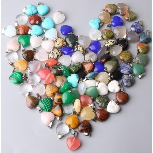 5pcs Fashion Heart Shape Natural Agates Stone Pendant Handmade DIY Necklace Earring Accessories For Women Unique Creative Gift
