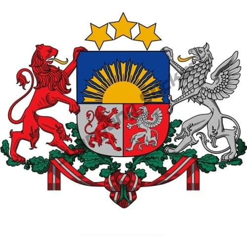 Coat of Arms of Latvia Colorful Car Stickers Funny Automobile Bumper Window Trunk Cover scratches SUV Fine Decals KK18x14cm