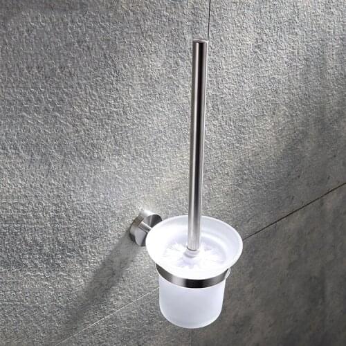Brushed stainless steel Toilet brush holder with glass cup High-quality Bathroom hardware accessories--MS4743