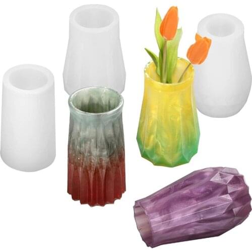 DIY cut surface rhombus vase silicone mold pottery clay resin plaster and other materials to make home decoration accessories