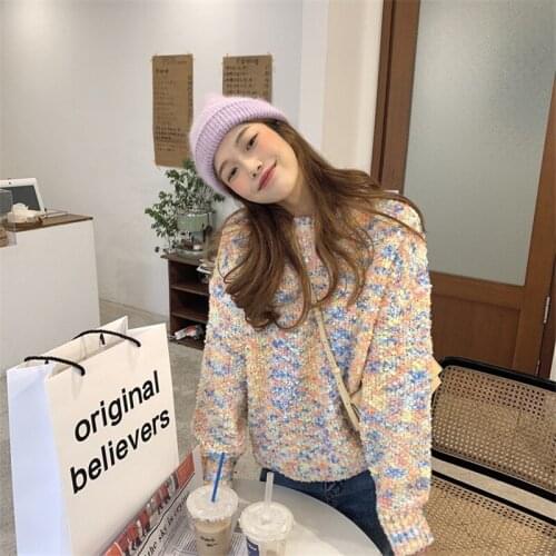 Thick Knitted Women Sweater Pullovers Winter Autumn Long-Sleeved Korean Long Sleeve Loose O-Neck Sweet Fashion Tops Female