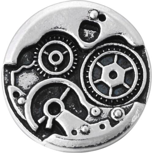 10pcs/lot New Snap Jewelry Metal Gear Mechanical Watch Snap Buttons Fit Ginger 18mm 20mm Snap Bracelet Bangles