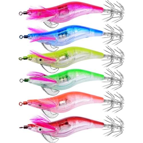 1Pcs Flashing LED Fishing Lure Flash Light 10cm 12.2g Minnow Luminous Squid Jig Shrimp Bait Night Fishing Lure