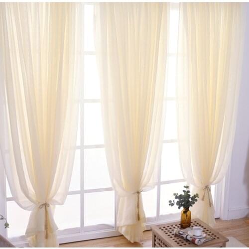 300cm Height YellowSheer Curtains for Living Rooms Purple Grey Faux Cotton Linen Sheer Window Curtains Kitchen Tulle for WIndow
