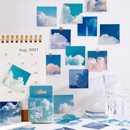 46Pcs/Box Vintage Clear Sky Series Journal Decorative Washi Stickers Scrapbooking Stick Label Diary Album Stickers