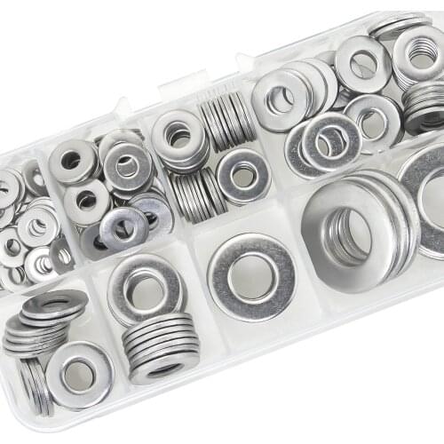 470pcs Flat Washer M2 M2.5 M3 M4 M5 M6 M8 M10 304 Stainless Steel Flat Washers Set Plain Gasket Assortment Kit with Storage Box
