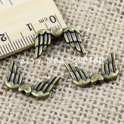 50pcs/lot Metal Zinc Alloy Bronze Tone wing Beads For Necklace DIY Jewelry Making Accessories 19x12mm Hole:1mm (K01793)