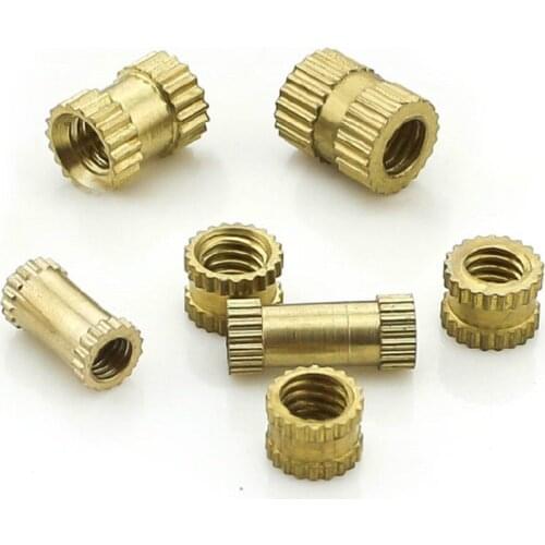 50PCS M4 Series M4*L(14 To 20mm)-6.3mm(OD) Copper Inserts Brass Double Pass Knurl Nut Embedded Fastener